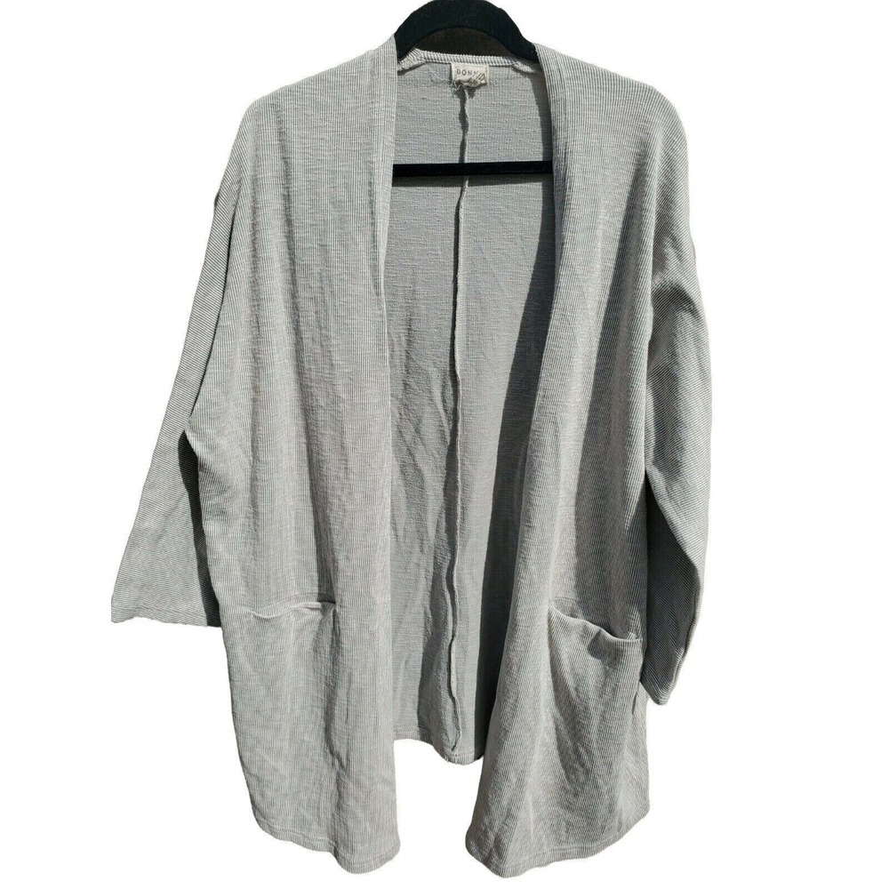 Donni Cardigan One Size Womens Gray 3/4 Sleeve Open Neck Casual Sweater
